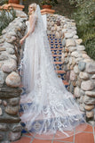 The full train of the Boho style Alanna wedding dress ca-alanna