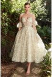 The Kelly Ann floral tea length wedding gown | al-kellyann