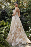 Back of magnolia print A-line wedding dress | al-maggie