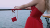 Carmine red tea length wedding dress video