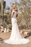 Back and train of fit and flare wedding gown by Lillian West - 66160