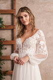 Close-up of bodice of English net A-line bridal dress  - style 66213 by Lillian West