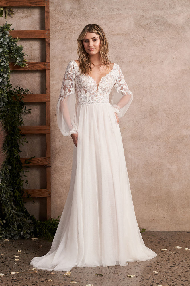 Lillian West style 66213 - English net A-line bridal dress