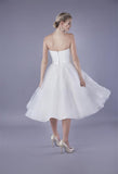 The shorter tea length Alba wedding dress  with short crinoline and tulle full skirt.