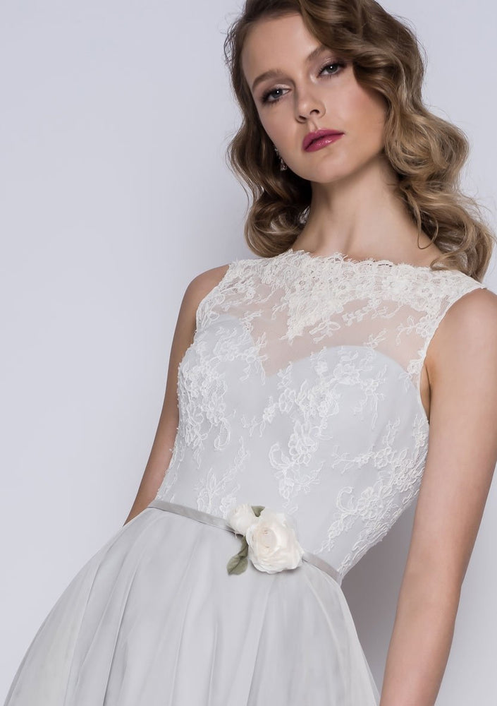 Full length Boho  bridal dress with lace bodice by Lou Lou  86-esme-r
