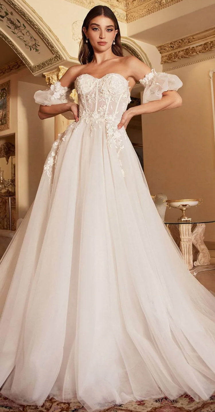 Ivory strapless wedding gown, al-mary