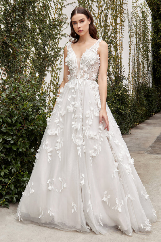 The Liza overgrown floral A-line wedding dress.