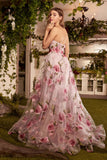 The back of the Rosie pretty pink strapless floral bridal or special occasion gown - al-rosie