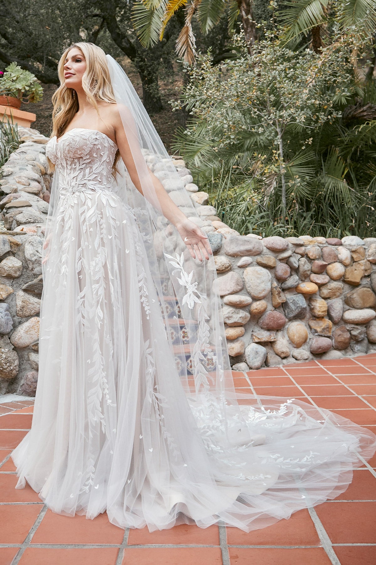 Modern Boho Tulle and Lace Wedding Dress by Casablanca Bridal - ca-alanna
