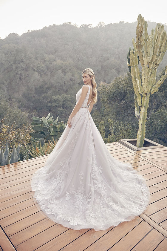 Back and train of the Sophie bridal gown by Casablanca