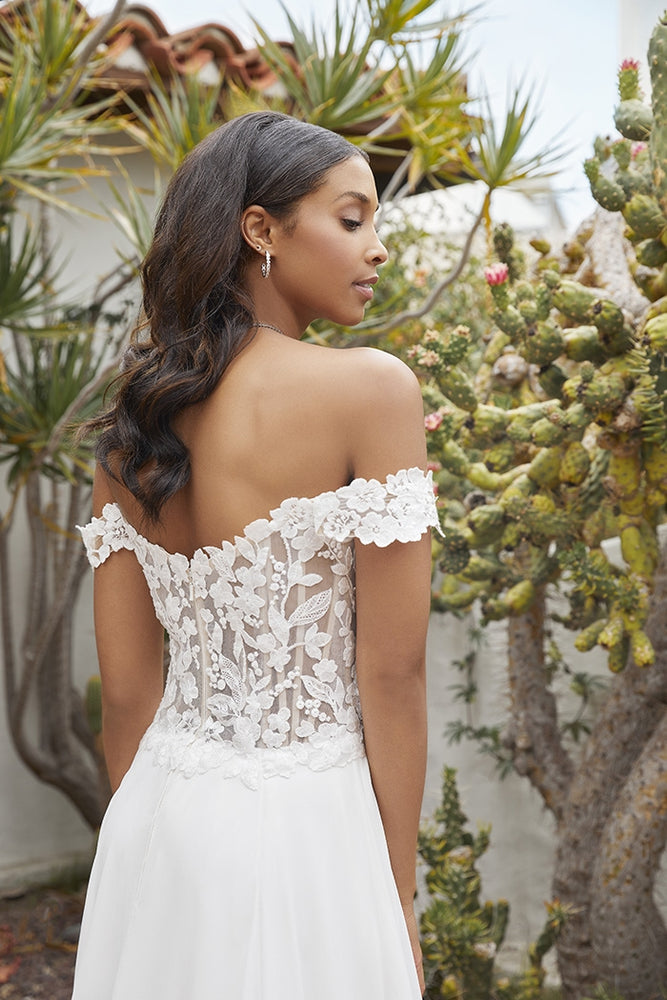 Closeup of the back of the Willow wedding dress / Jumpsuit ca-willow