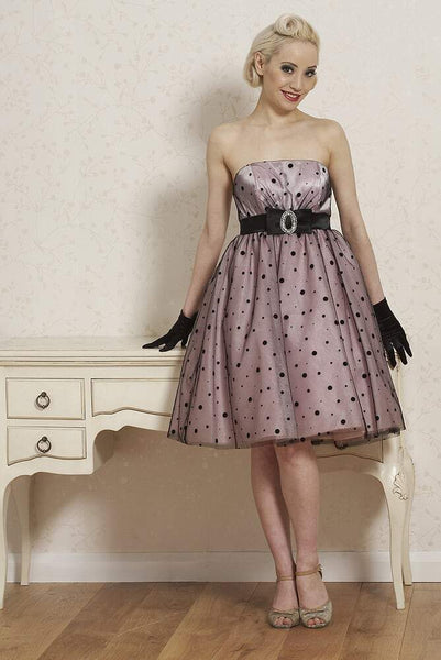 hs-dream  Pale pink prom dress with black dots