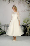 The pretty Cora tea length wedding dress in ivory