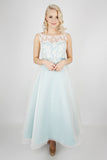 The Luna tea length bridal gown in mint