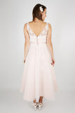 Back of the Luna tea length wedding dress in rose