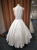 Back of Mikado tea length bridal gown