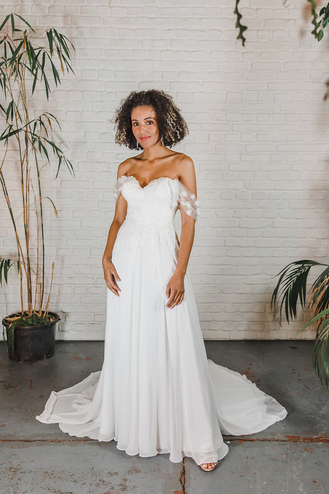 The Grace - Chiffon with Lace Appliqué wedding gown