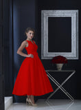 The Veronica tea length wedding dress is also available in colours - this time red.