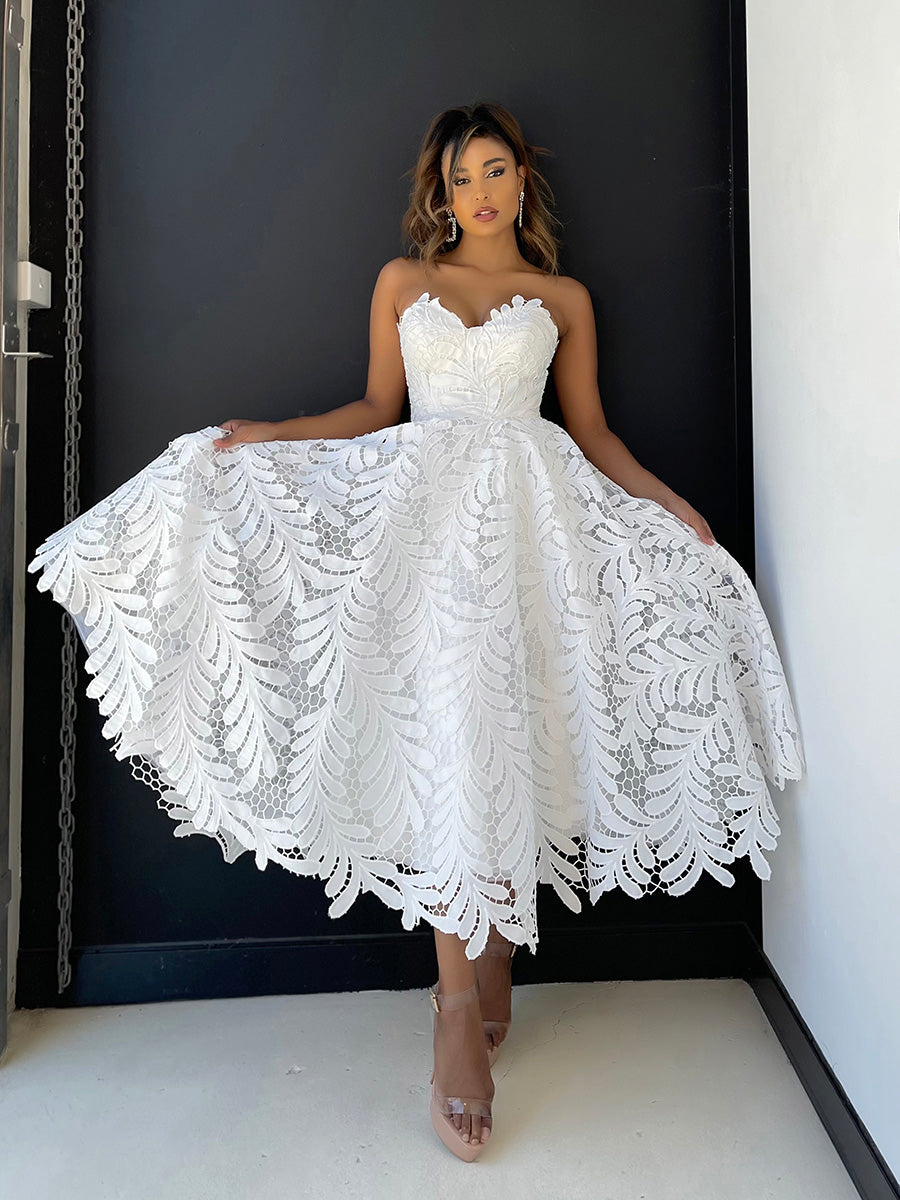 Trendy Tea Length Wedding Dresses with Sleeves - June Bridals