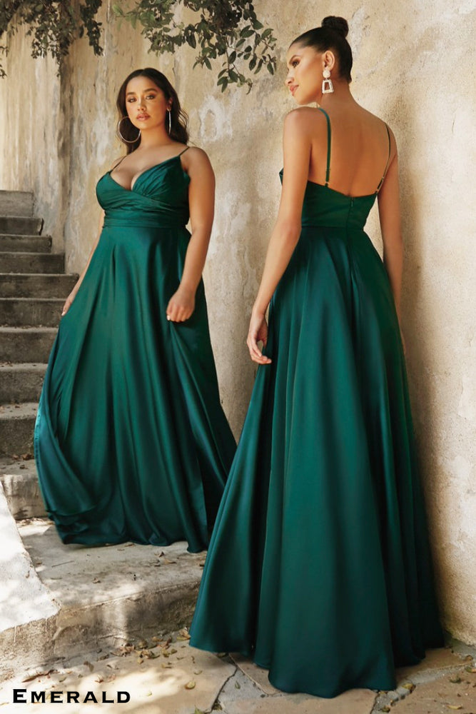 Classic satin floor length bridesmaid gown