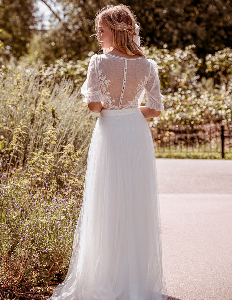 Back of the Rosa two-piece wedding ensemble