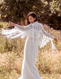 Willow is adorned with tassels. Every Boho festival bride needs a jacket like this. Perfect for dancing the night away in, it will add character and fun to any dress! Works equally well with our tea length collection too, falling above the waist to highlight the full skirts and hourglass tailoring.