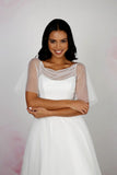 The bodice of the Lauren tea length dotty tulle wedding dress | rd-stephanie