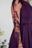 Closeup of the rd-linton wedding dress' lace sleeve  in amethyst