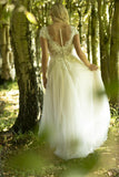 This is the back of Marisa; a chic vintage-inspired lace bridal dress