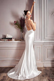 Back of the Ciarra  fitted satin bridal gown in heavy stretch satin. 